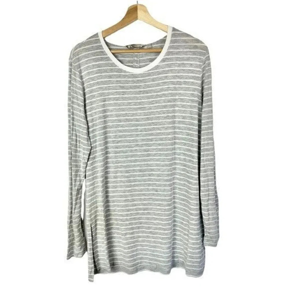Athleta Gray Stripe Threadlight Long Sleeve T-Shirt L - Picture 2 of 5